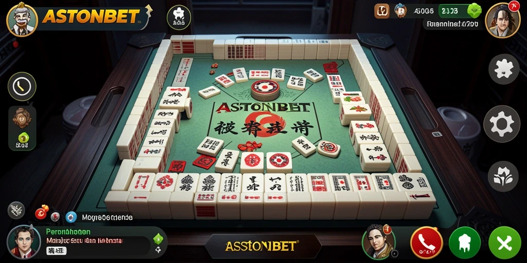 Tampilan gameplay ASTONBET dengan ubin Mahjong berwarna-warni.