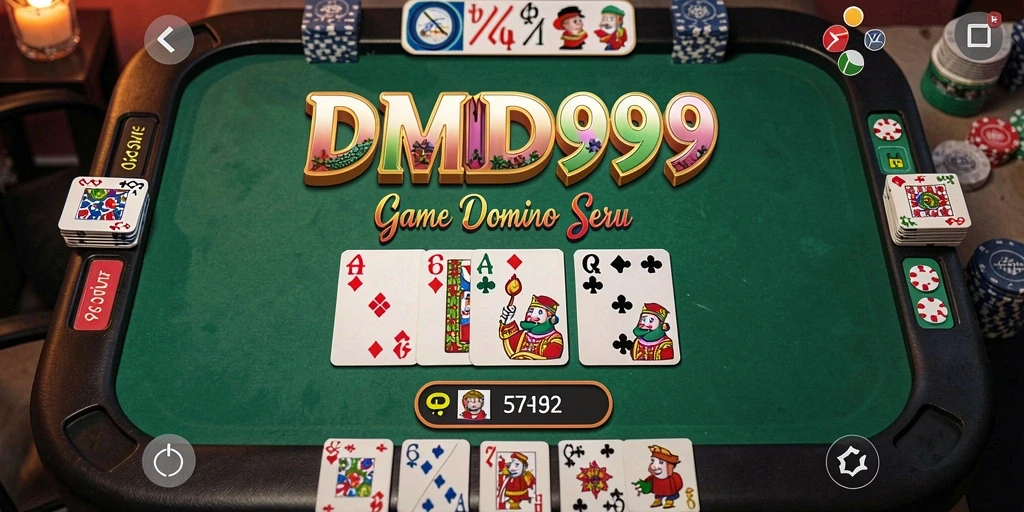 Screenshot DMD999 yang menunjukkan gameplay seru permainan Domino.