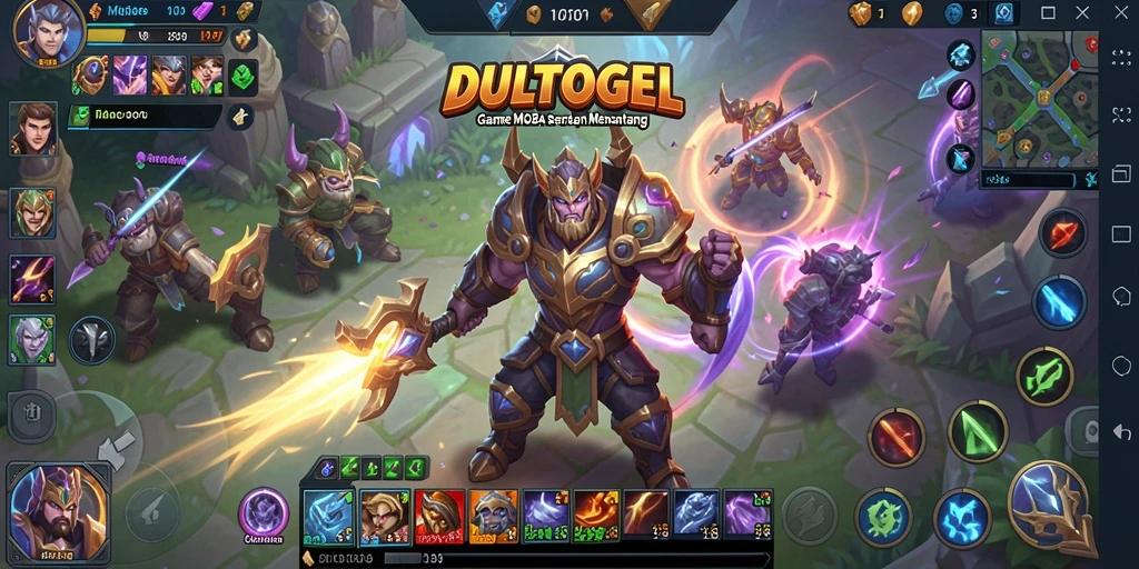Tampilan gameplay seru di DULTOGEL dengan aksi MOBA yang menegangkan.