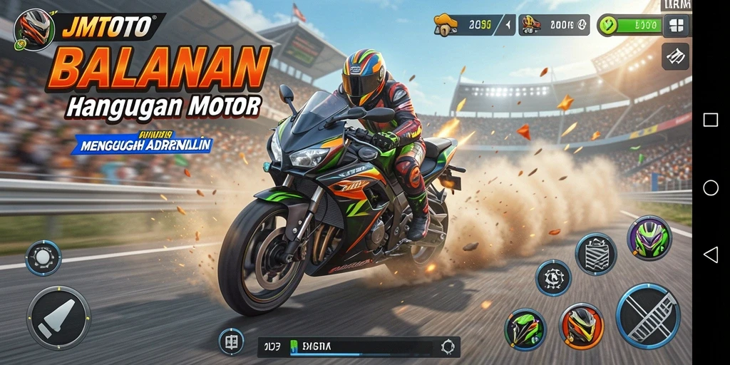 Tampilan gameplay balapan motor yang seru di JMTOTO.