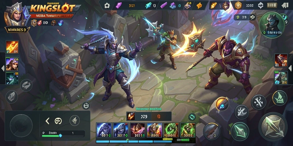 Screenshot KINGSLOT dengan aksi kompetitif dari gameplay MOBA.