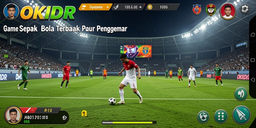 Tampilan gameplay <strong>OKIDR</strong> yang menegangkan dan realistis di lapangan sepak bola.