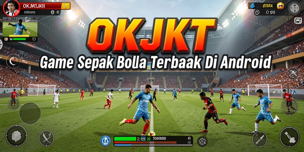 Tampilan gameplay OKJKT saat pertandingan sepak bola yang mendebarkan.