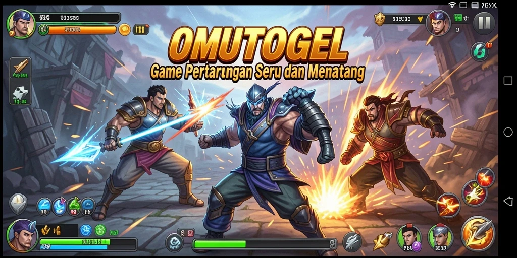 Tangkapan layar utama OMUTOGEL menampilkan aksi pertarungan yang mendebarkan.