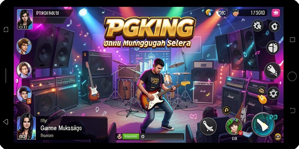 Tangkapan layar gameplay PGKING menunjukkan tantangan musik yang mengasyikkan.