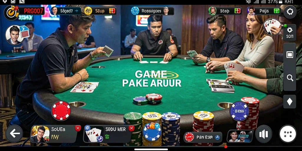Tampilan gameplay seru di PRG007 yang menampilkan kartu dan tabel permainan Poker.