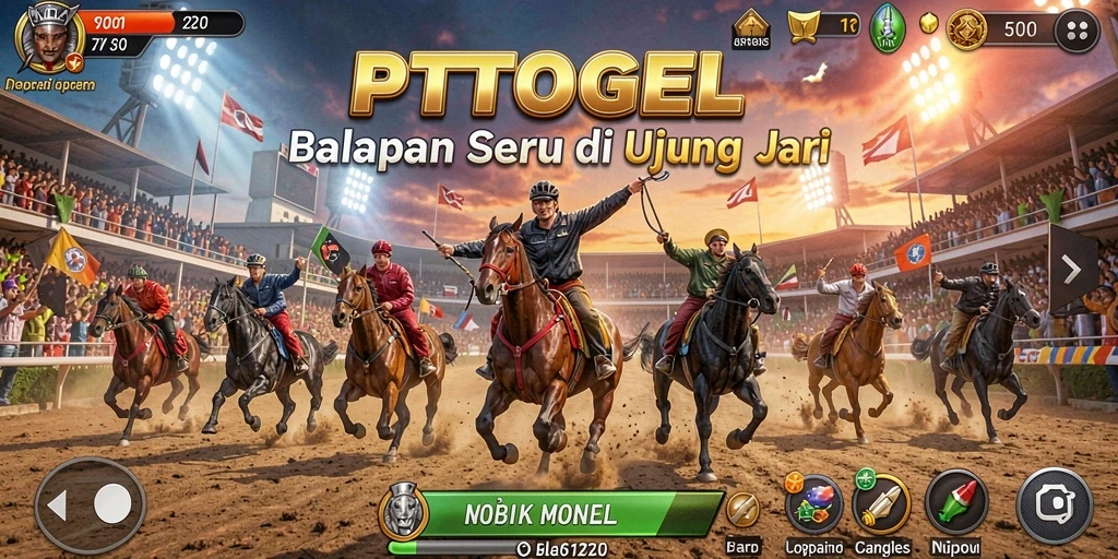 Screenshot gameplay PTTOGEL menampilkan balapan yang mendebarkan.