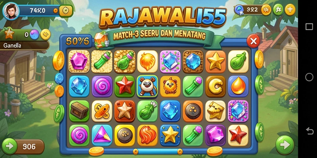 Tampilan gameplay seru RAJAWALI55 dengan warna-warni yang menawan.
