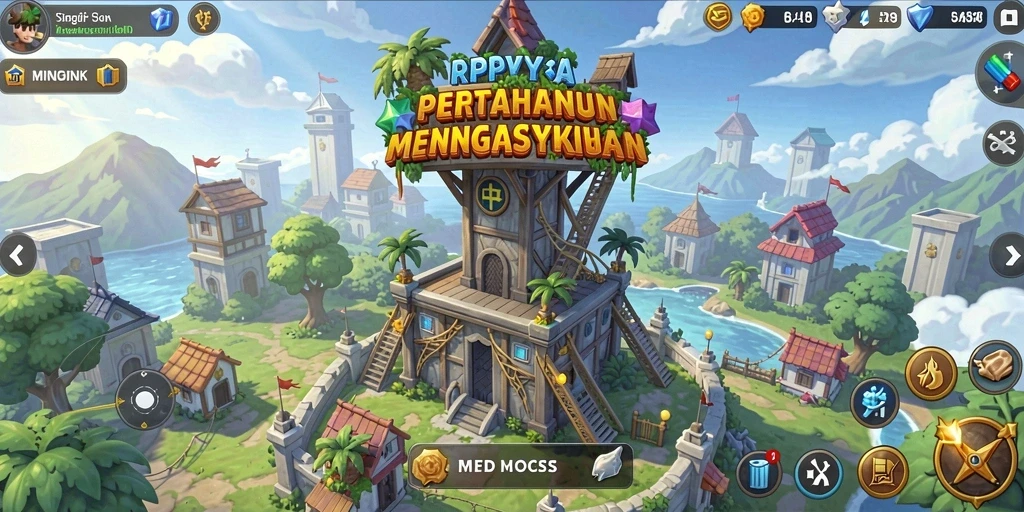 Tampilan utama gameplay RPYYY dengan grafis Tower Defense yang menarik.