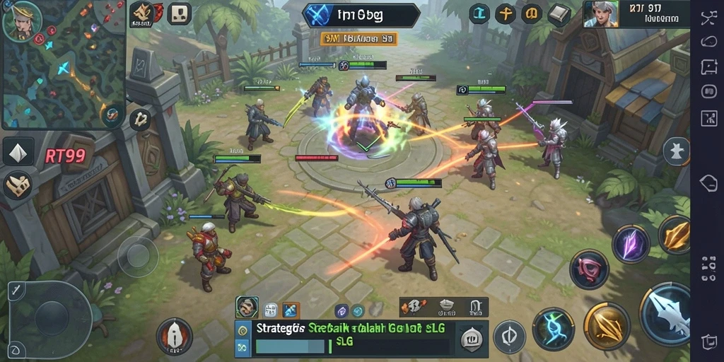 Screenshot gameplay RT99 menampilkan strategi pembangunan kerajaan.