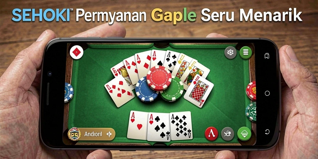 Tampilan screenshot SEHOKI yang menunjukkan keseruan bermain Gaple.