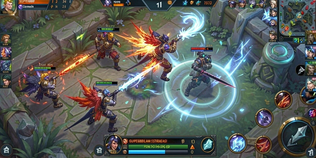 Screenshot SUPER88 menampilkan aksi seru dalam gameplay MOBA.