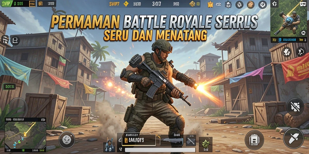 Tampilan gameplay menegangkan dalam SVIP7 saat pemain bertempur di arena Battle Royale.
