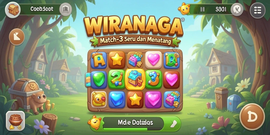 Tampilan gameplay WIRANAGA dengan elemen Match-3 yang seru.