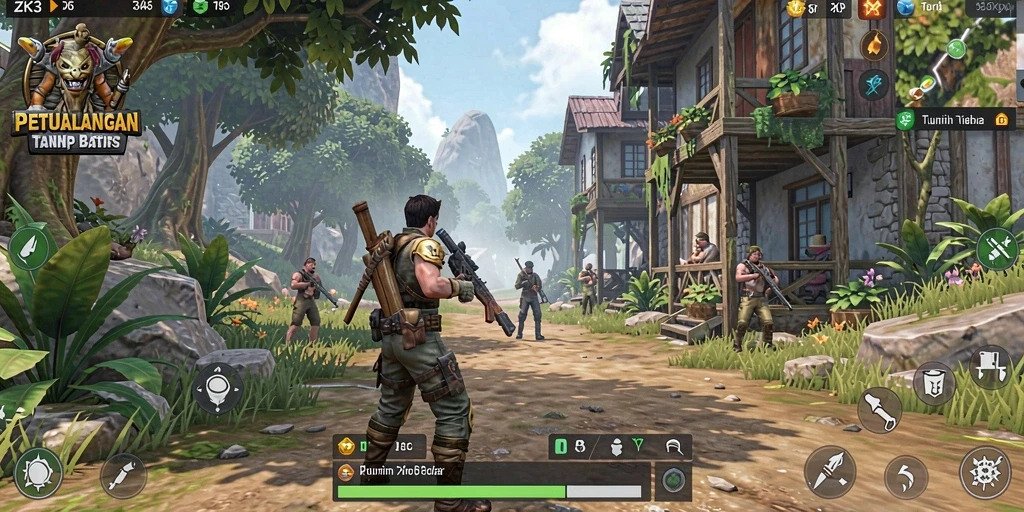 Tangkapan layar menunjukkan gameplay eksplorasi dunia terbuka yang luas.